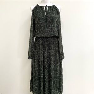 Michael Kora Dark Green Pleated Dress